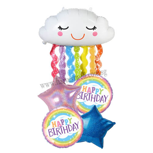 Rainbow Cloud Dazzling Birthday Balloon Bouquet